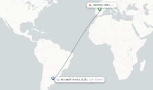 avion sobrevolando mapa de argentina a espana