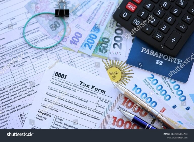 Cuál es el Mejor Banco para Plazo Fijo en Argentina 6 billetes argentinos junto a una calculadora financiera