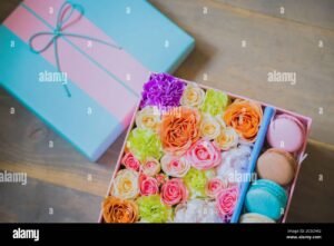 caja de regalo artesanal vista superior colorida