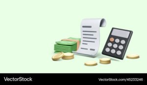 calculadora financiera con billetes y monedas