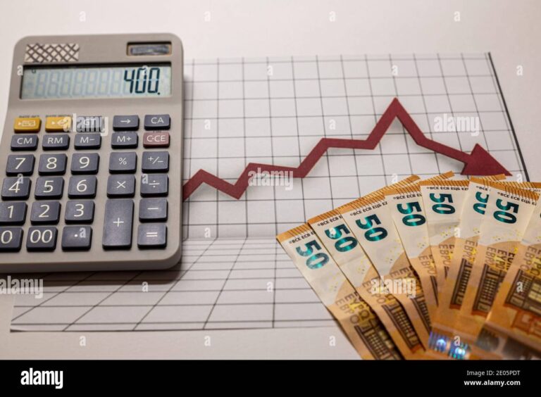 calculadora financiera con graficos y billetes