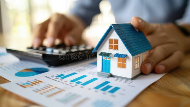 calculadora junto a casas y graficos financieros