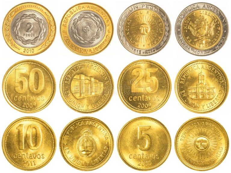 calendario con monedas y dinero argentino