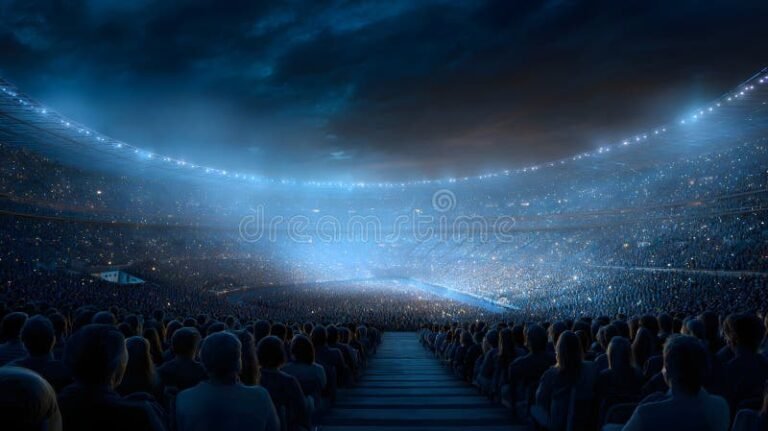 concierto multitud en estadio iluminado noche
