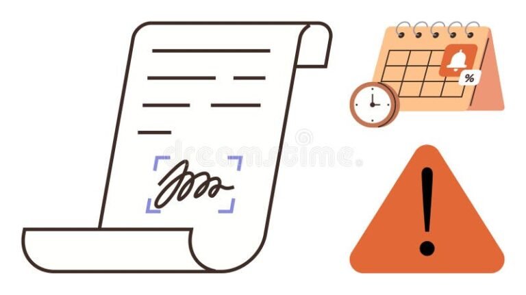 contrato firmado con reloj y calendario