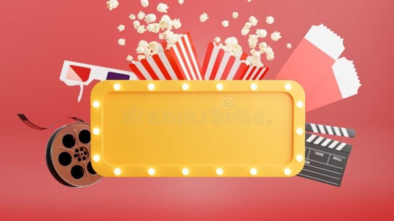 entrada de cine con palomitas y cartelera