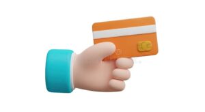 mano sosteniendo tarjeta de credito naranja 1