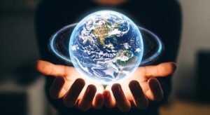 manos cambiando fondo de pantalla digital