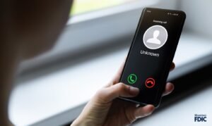 persona llamando al banco desde telefono movil