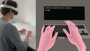 persona usando teclado virtual en computadora