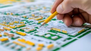 plano catastral detallado con herramientas de dibujo