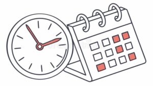 reloj calendario con marcadores de tiempo trabajo