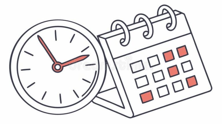 reloj calendario con marcadores de tiempo trabajo