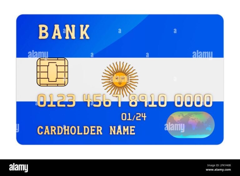 tarjeta de credito con numeros y fondo argentino