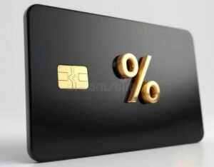 tarjeta de credito con simbolos de descuento