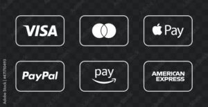 tarjeta de credito y simbolo de paypal