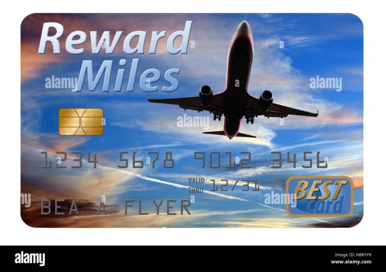 tarjeta de viajero frecuente con avion sobre fondo azul
